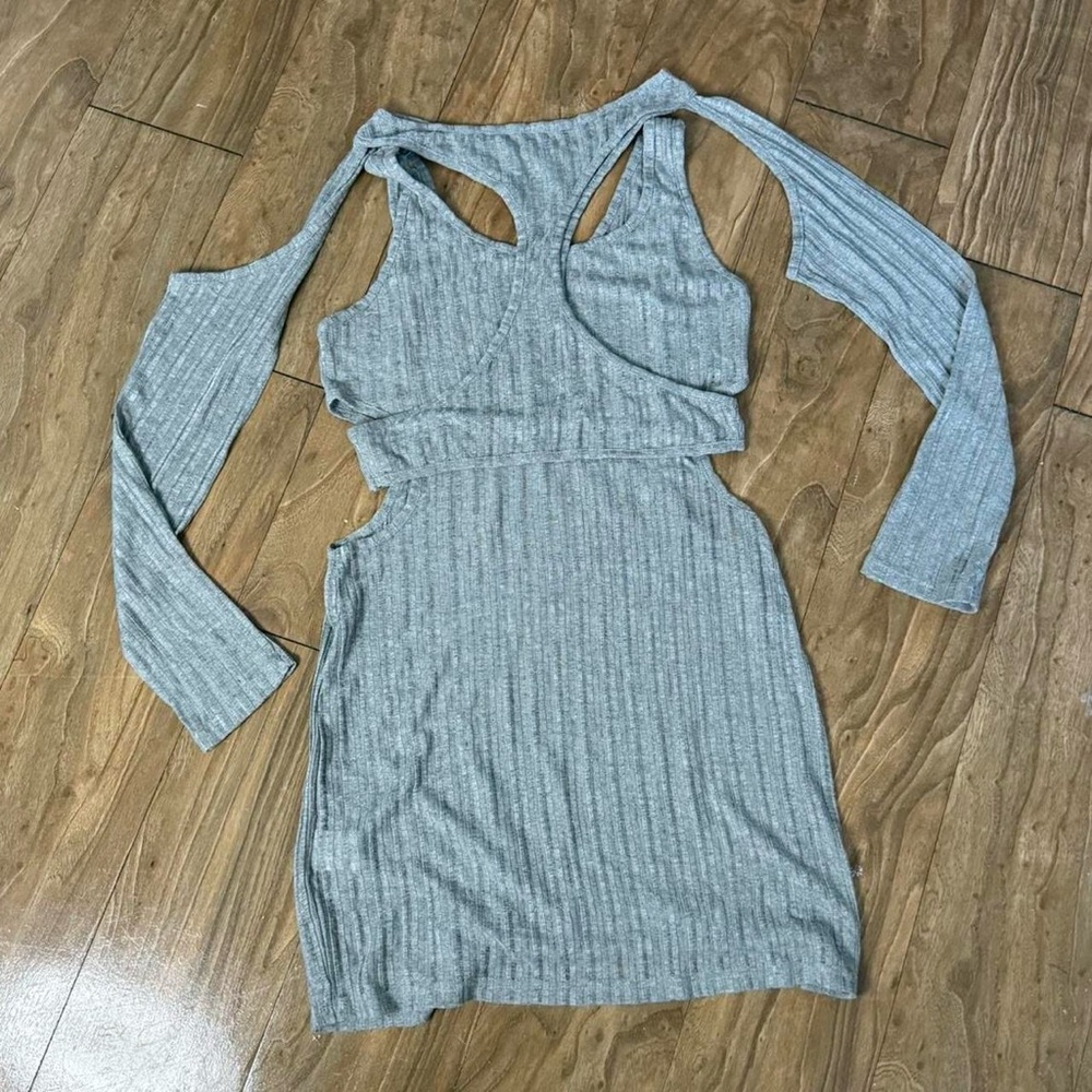 Elegant Gray Cut-Out Dress